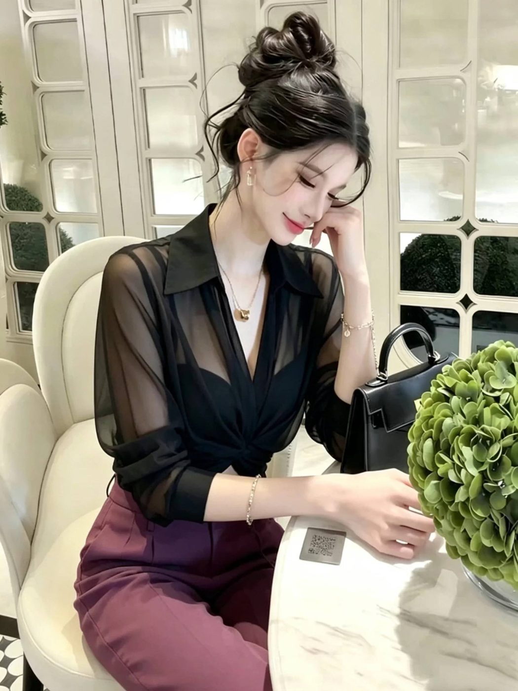 Áo voan đen xoắn eo | MAYA1008 - ảnh 3