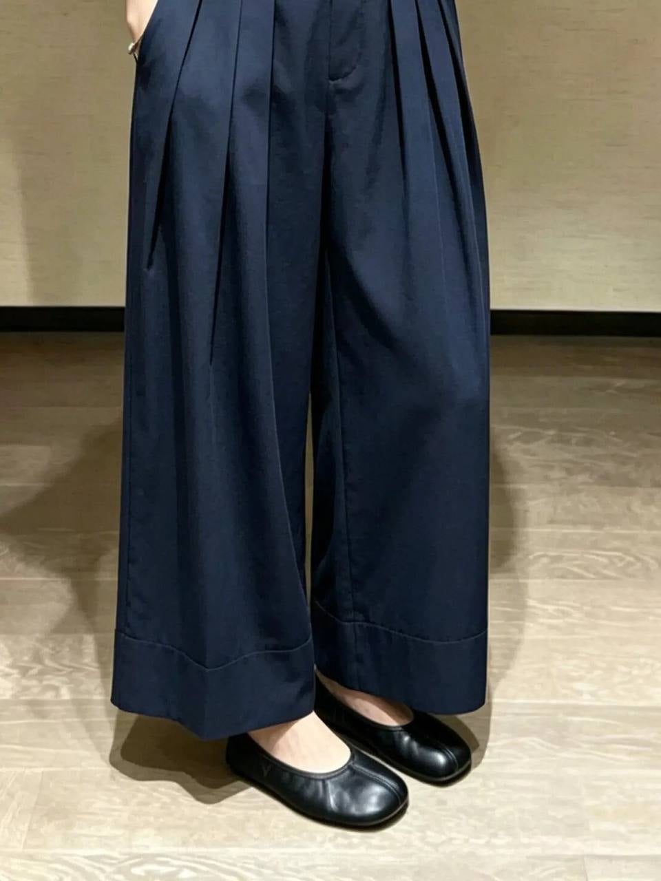 Quần ống rộng xếp ly xanh navy | MAYQ1005 - ảnh 2