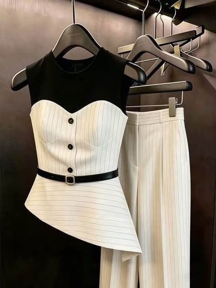 Set áo corset quần kẻ sọc | MAYS1004 - ảnh 3