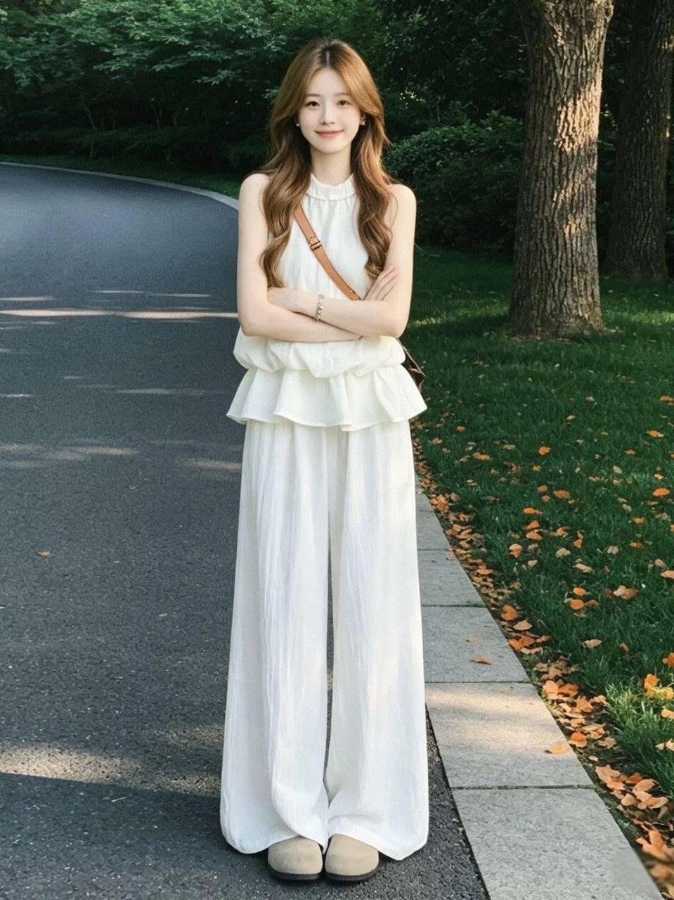 Set áo peplum quần ống rộng | MAYS1007