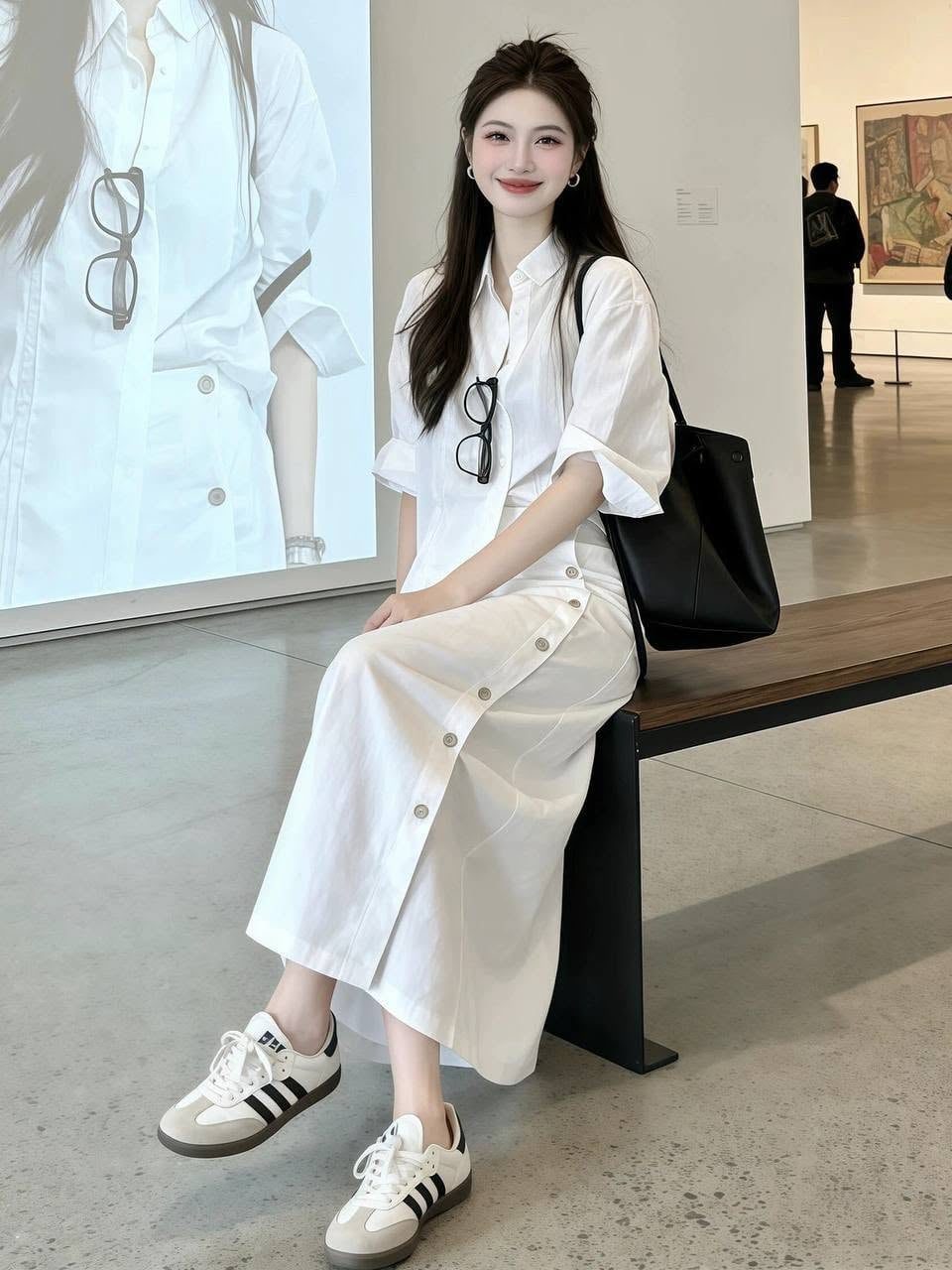 Set sơ mi trắng chân váy cài khuy | MAYS1019
