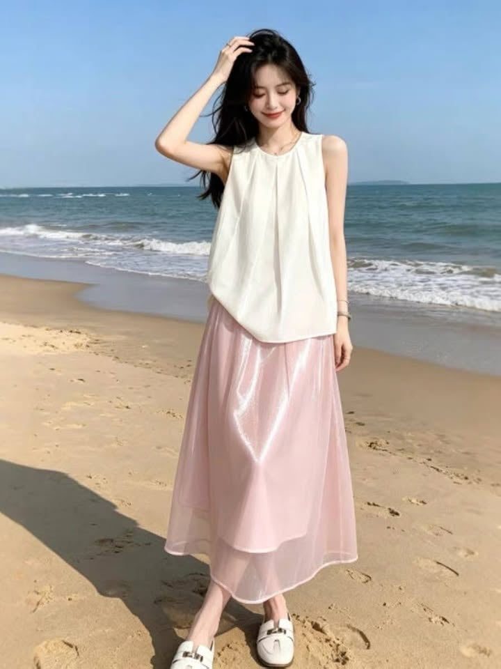 Váy áo trắng chân voan hồng | MAYV1012 - ảnh 4