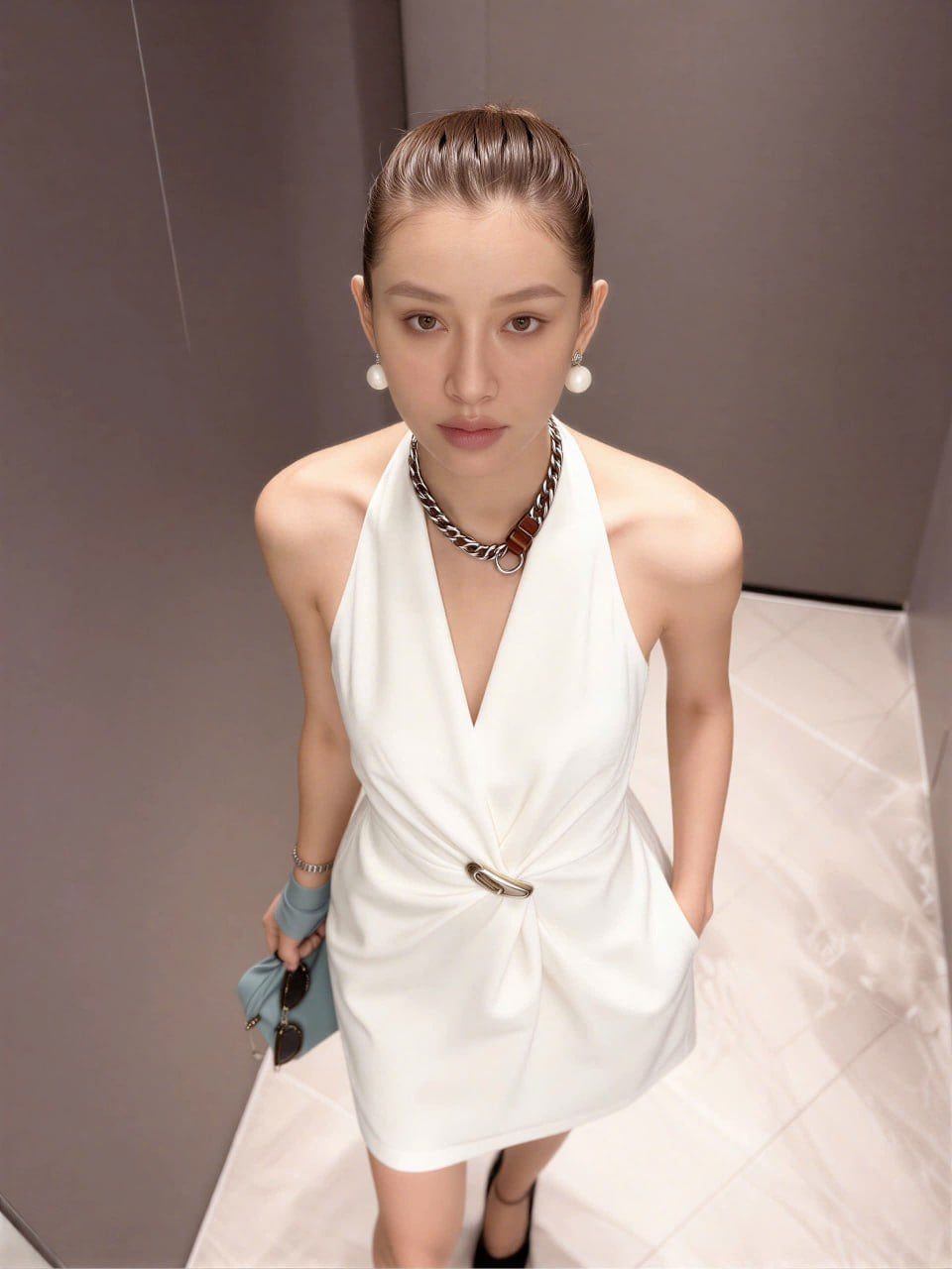Váy trắng cổ yếm | MAYV1002 - ảnh 3